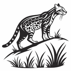 Ocelot black silhouette icon vector