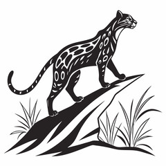 Ocelot black silhouette icon vector