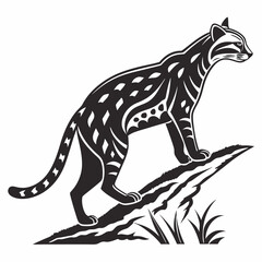 Ocelot black silhouette icon vector