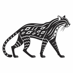 Ocelot black silhouette icon vector