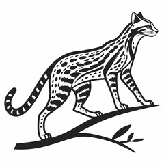 Ocelot black silhouette icon vector