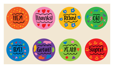 Obraz premium colorful stickers pack. vector illustration