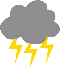 Weather icon of thunderstorm cloud with Lightning in cartoon.