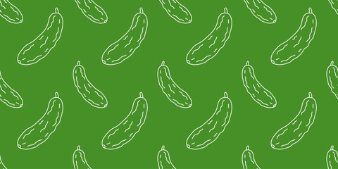 Green cucumber pattern on a bright background for design and decoration