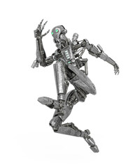 apocalypse cyborg is jumping like a comic hero