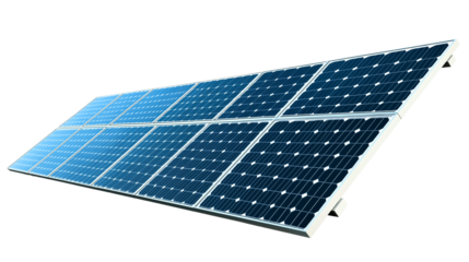 Solar panels on white background