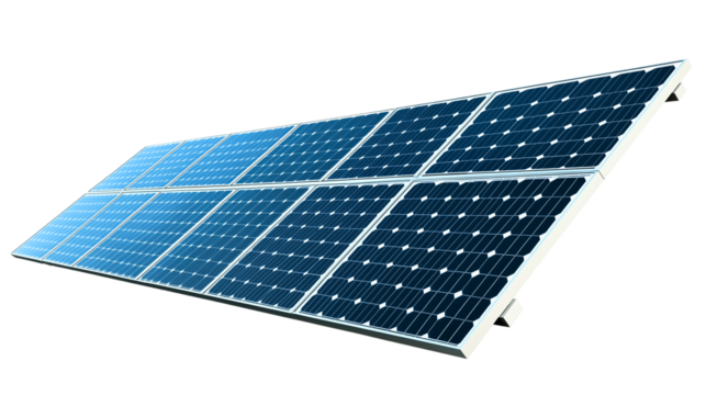 Solar panels on white background