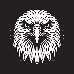Obraz premium Bald Eagle Head Vector Illustration – Vintage Retro Logo Design on Black Background