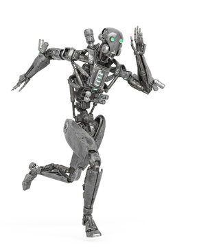 apocalypse cyborg is running like a comic hero