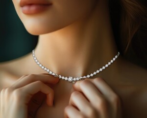Close-up of a woman's neck adorned with jewelry