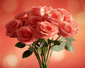 Bouquet of Peach Roses
