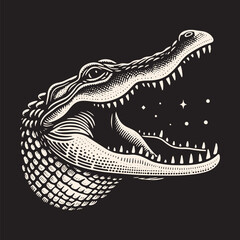 Naklejka premium American Alligator Vector Illustration – Vintage Retro Logo Design on Black Background