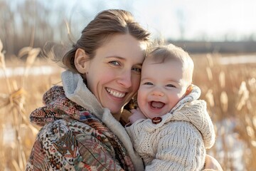 Capturing the Precious Mother-Baby Bond in a Cozy Home: A Close-Up Moment of Joy and Laughter