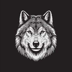 Fototapeta premium head wolf Vector Illustration – Vintage Retro Logo Design on Black Background