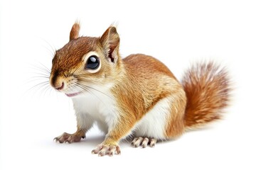 Fototapeta premium Cute Squirrel Sitting Isolated on White Background Close Up Portrait