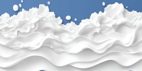 Abstract White Milk Cream Waves Flowing Design Elegant Smooth Liquid Background Texture 3D Render Illustration Swirling Dairy