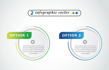 Infographic design template. Timeline concept with 2 steps. Can be used for workflow layout, Presentation, diagram, banner, Vector illustration with 2 Circle options