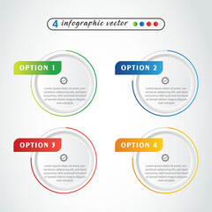 4, Infographic design template. Timeline concept with 4 steps. Can be used for workflow layout, Presentation, diagram, banner, Vector illustration with 4 Circle options