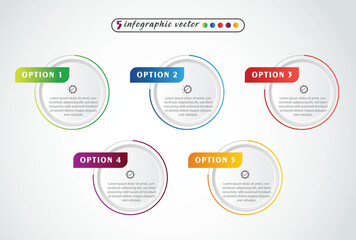 5, Infographic design template. Timeline concept with 6  circle. Can be used for workflow layout, Presentation, diagram, banner, Vector illustration with 6 Circle options