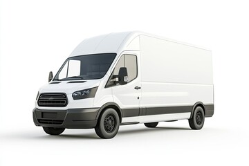 Naklejka premium White Delivery Van Mockup on Isolated Background for Branding and Advertising