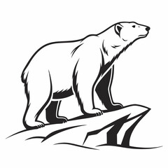 Polar bear black silhouette icon vector