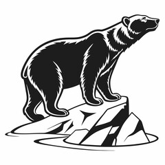 Polar bear black silhouette icon vector
