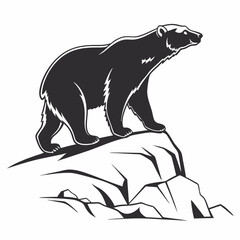 Polar bear black silhouette icon vector