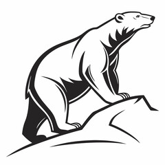 Polar bear black silhouette icon vector