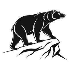 Polar bear black silhouette icon vector