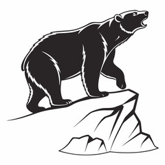 Polar bear black silhouette icon vector
