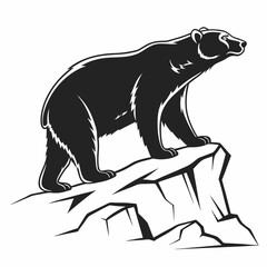 Polar bear black silhouette icon vector