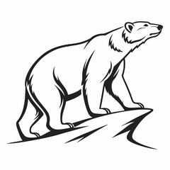 Polar bear black silhouette icon vector
