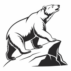 Polar bear black silhouette icon vector