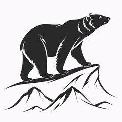 Polar bear black silhouette icon vector