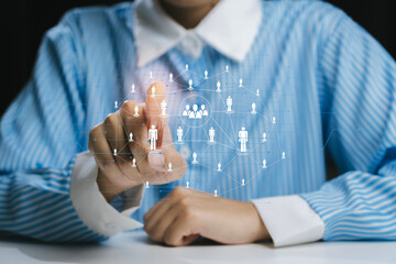 Digital interaction with virtual user network concept, Business concept