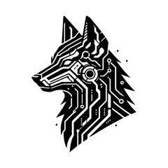 Obraz premium Tribal wolf head silhouette tattoo design with a wild and symbolic style in black vector art
