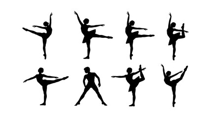 Grace in Motion: A silhouette ballet dancer gracefully expresses artistic dance on a radiant stage, embodying the elegance and poise of classical dance.