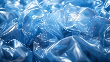 Abstract image showing many crumpled blue plastic forms