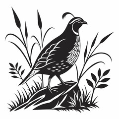 quail black silhouette icon vector