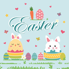 Hand Drawn Happy Easter Day illustration Vector