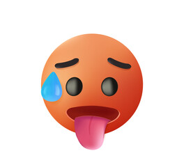 Hot Emoji 3D style Icon Illustration Sign. Warm Temperature Vector Symbol Emoticon Design Vector Clip Art. Hot emoji. Red face sweating. Isolated. Vector. Overheated sweat emoji