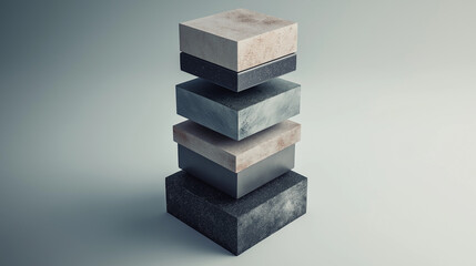 Fototapeta premium Stacked Stone Blocks, Close-Up, Neutral Tone