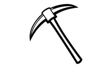 Pickaxe mining icon silhouette, mining resources with a pickaxe or pick axe flat vector icon for apps and games 