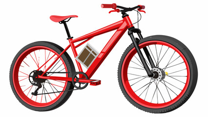Fototapeta premium Red mountain bike on an isolated white background. 3d rendering.