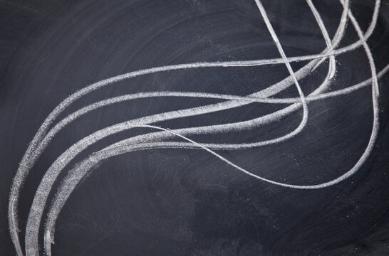 line cluster abstract - white chalk drawing on blackboard