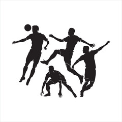 figures of soccer players in various dynamic black silhouette