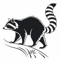 Raccoon black silhouette icon vector