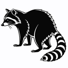 Raccoon black silhouette icon vector