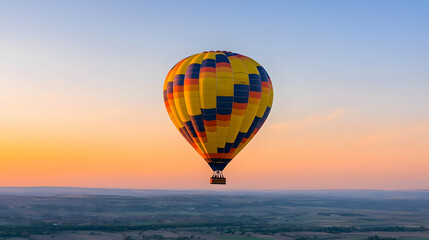 Obraz premium Colorful Hot Air Balloon Sunrise Over Landscape