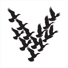 Fototapeta premium Printable flyingbird black silhouette 